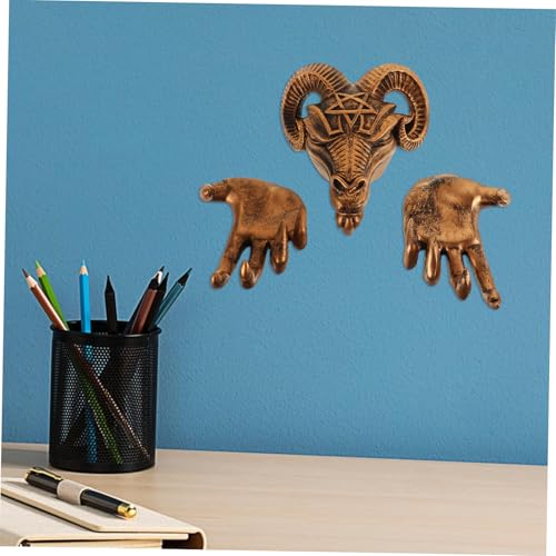 Yardenfun 1Set Demon Goat Head Wall Decor Gothic Art Home Decoration with Claw Accents Spooky Animal Head Wall Mount for Halloween Party and Seasonal Decor