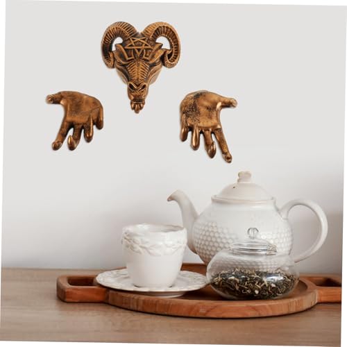 Yardenfun 1Set Demon Goat Head Wall Decor Gothic Art Home Decoration with Claw Accents Spooky Animal Head Wall Mount for Halloween Party and Seasonal Decor