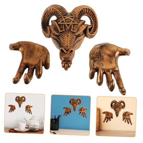 Yardenfun 1Set Demon Goat Head Wall Decor Gothic Art Home Decoration with Claw Accents Spooky Animal Head Wall Mount for Halloween Party and Seasonal Decor