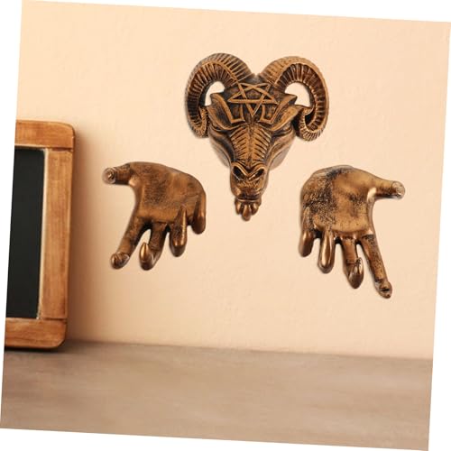 Yardenfun 1Set Demon Goat Head Wall Decor Gothic Art Home Decoration with Claw Accents Spooky Animal Head Wall Mount for Halloween Party and Seasonal Decor