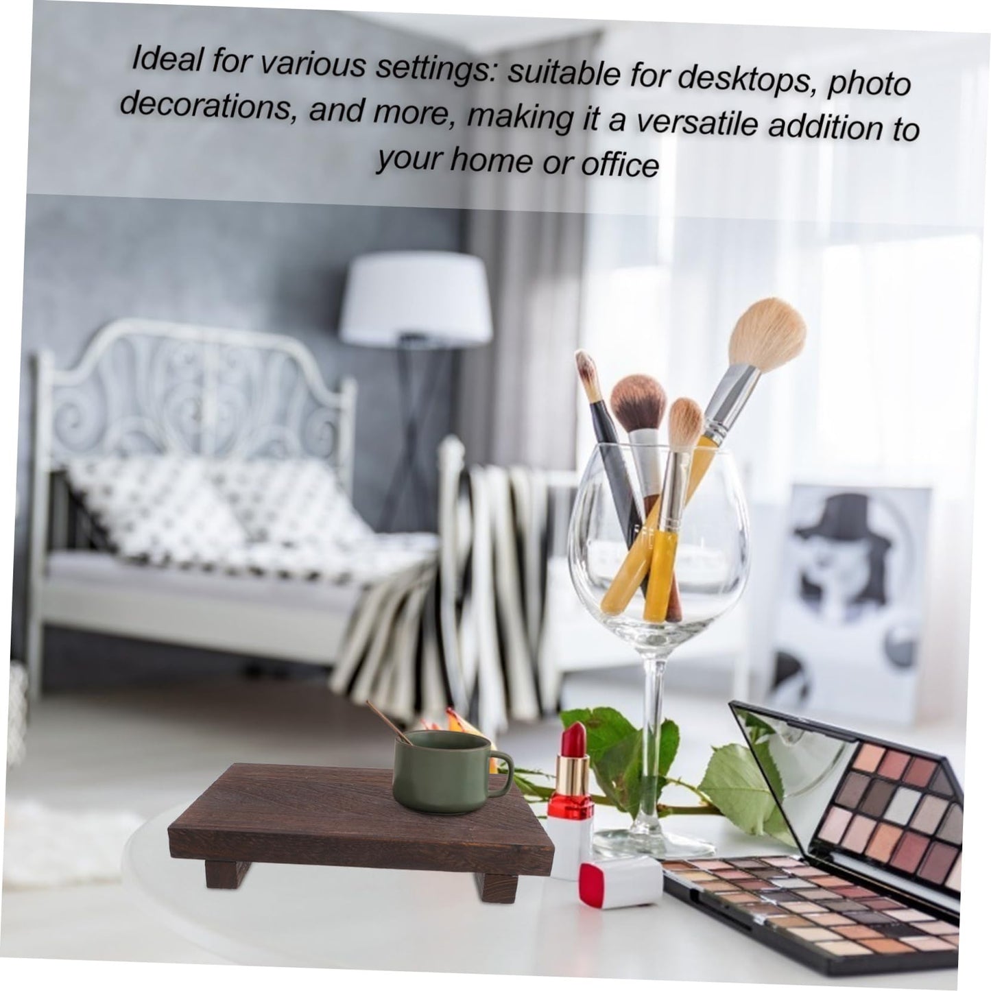 ERINGOGO Sturdy Wood Desktop Storage Rack: Square Design for Collectibles Photos and Home Decor Display