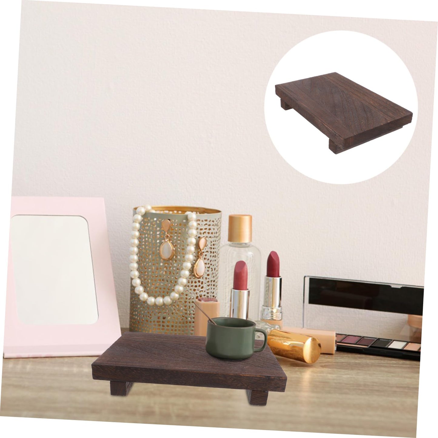 ERINGOGO Sturdy Wood Desktop Storage Rack: Square Design for Collectibles Photos and Home Decor Display