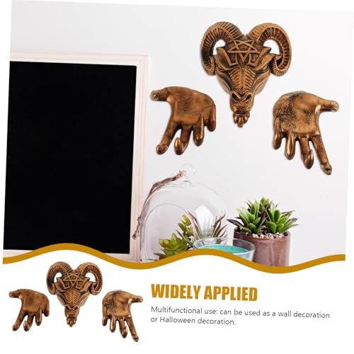 Yardenfun 1Set Demon Goat Head Wall Decor Gothic Art Home Decoration with Claw Accents Spooky Animal Head Wall Mount for Halloween Party and Seasonal Decor