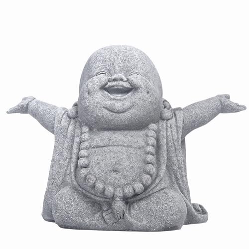 IFIAM Laughing Buddha Statue Indoor, Zen Feng Shui Decor for Home, Meditation Spiritual Decor, Garden Statue Outdoor, Mini Buddha Fish Tank Decor