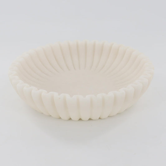 ARTRHYT 12" Large Decorative Bowl - White Decorative Bowls for Home Decor - Organic Modern Home Decor - Concrete Ruffle Bowl Decor - Fluted - Scalloped