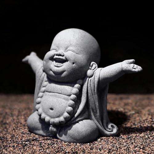 IFIAM Laughing Buddha Statue Indoor, Zen Feng Shui Decor for Home, Meditation Spiritual Decor, Garden Statue Outdoor, Mini Buddha Fish Tank Decor