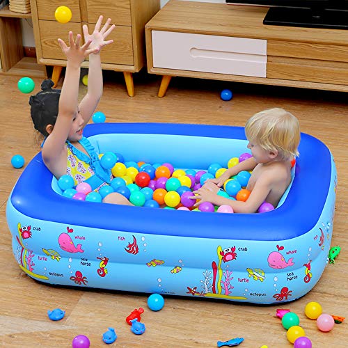 Inflatable Kiddie Pool, 45" × 33" × 14" Kids Swimming Pool with Inflatable Soft Floor, Ocean World Inflatable Bathtub for Indoor or Outdoor, Ball Pit Pool