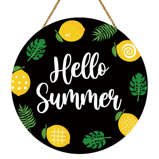 Summer Decor Summer Door Decor Lemon Hanging Sign Decorations Wooden Hello Summer Door Sign Front Door Hanger for Wall Office Indoor Home Decorations