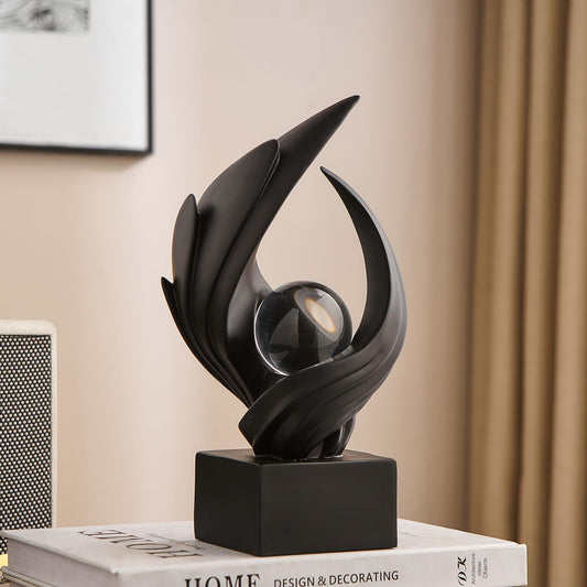 FJS Home Decor Modern Art Statue Decor, Coffee Table Bookshelf Shelf Decor Accents, Abstract Swirl-Shaped Sculpture Decorations for Dining Room Living Room Office (Black)