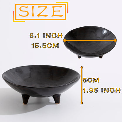 CM CHIC MONDAY 6.1" Decorative Bowl, Multi-Purpose Black Decorative Bowls for Keys, Candy and Home Decor, Small Ceramic Bowl