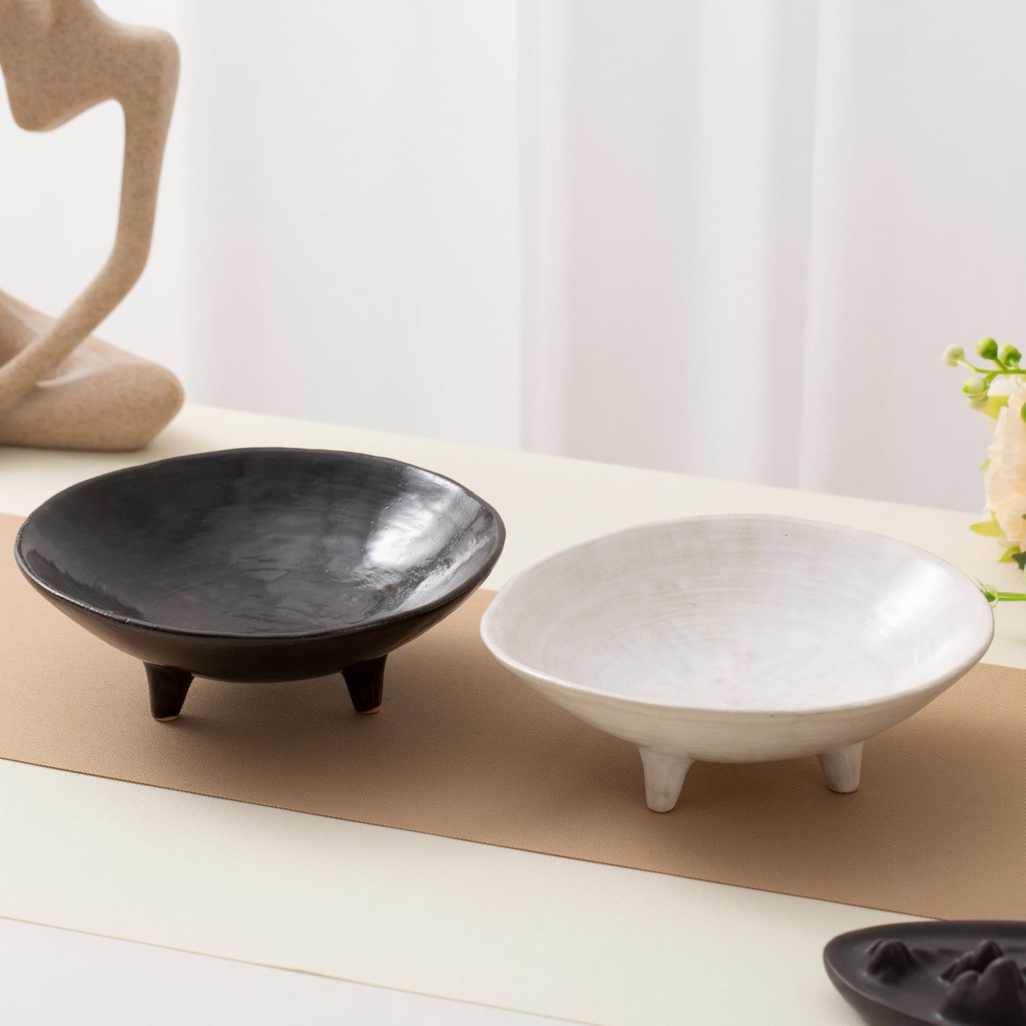 CM CHIC MONDAY 6.1" Decorative Bowl, Multi-Purpose Black Decorative Bowls for Keys, Candy and Home Decor, Small Ceramic Bowl